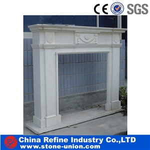White Marble Sculptured Fireplace Mantel,Fireplace Insert