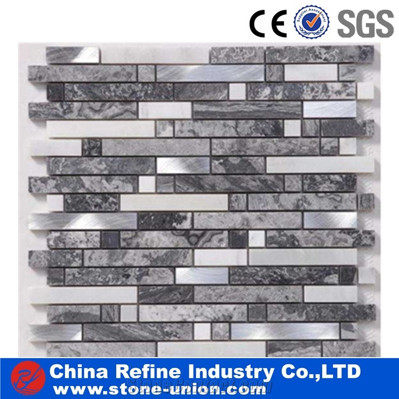 White and Grey Decorated Marble Stone Mosaic Floor