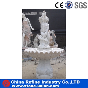 White Marble Angel Hand Carved Sculptured Fountain