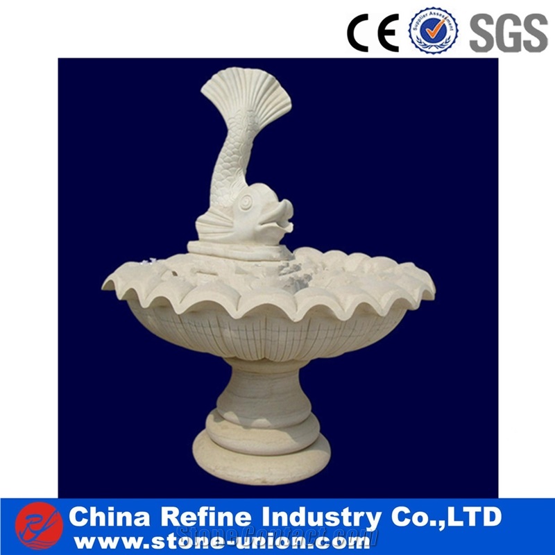 White Marble Carving Stone Fish Fountain