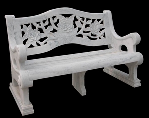 White Marble Outdoor Garden Table & Carving Bench