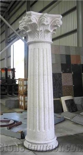 White Marble Roman Columns by Handcarved Sculpture