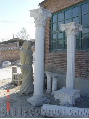 White Marble Roman Columns by Handcarved Sculpture