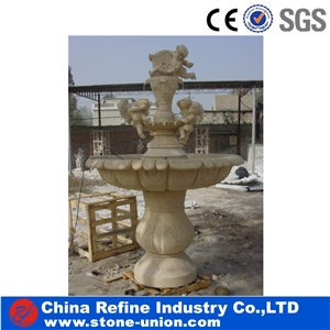 Yellow Sandstone Decorative Carving Fountain