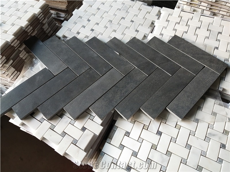 Black Basalt Mosaic Wall Floor Tiles