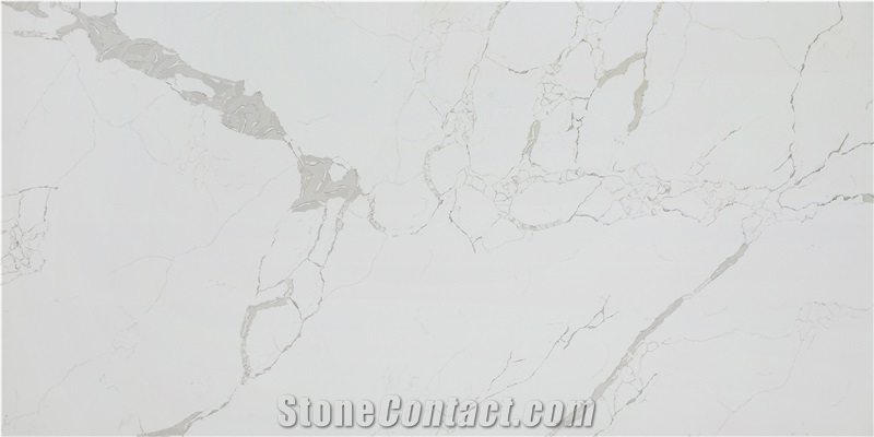 Calacatta Pearl White Quartz Slab for Countertop