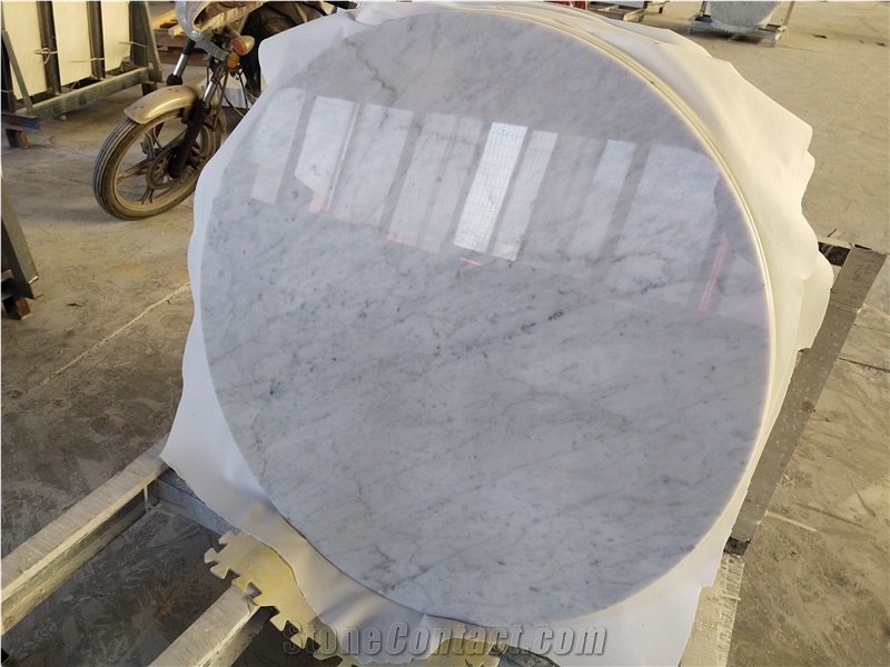 Round Carrara White Marble Table Top