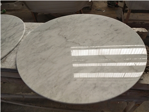 Round Carrara White Marble Table Top