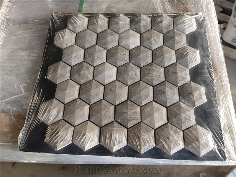 Wooden Grey Marble Mosaic Floor Wall Tiles
