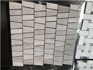 Wooden White Marble Mosaic Floor Wall Tile
