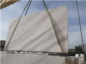 Wooden White Vein Marble Slabs Bookmatch Greece