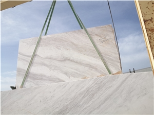 Wooden White Vein Marble Slabs Bookmatch Greece