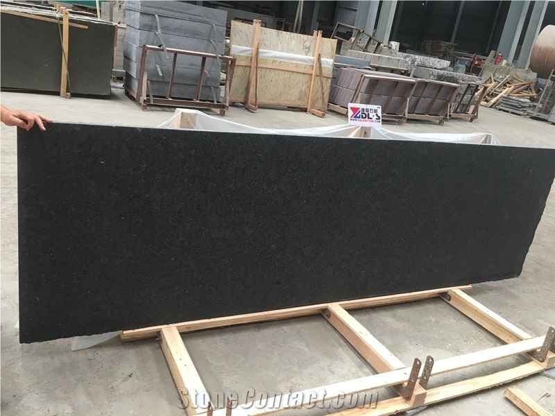Black Angola Granite Slabs Plinth Tiles