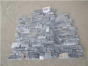 Blue Quartzite Brick Stacked Stone Wall Cladding