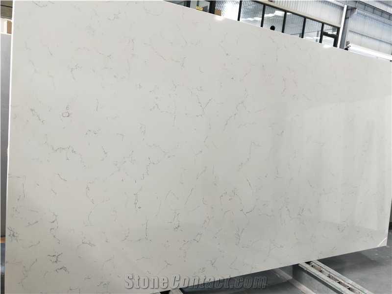 Middle Carrara White Quartz Caesarstone Kitchen