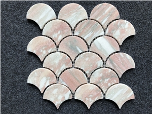 Pearl Shell Mosaic Bathroom Red Marble Tiles Wall