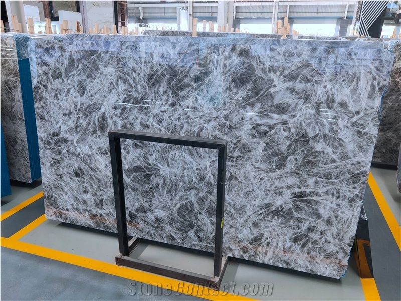 Snow Fox Silver Grey Marble Slabs Bathroom Tiles