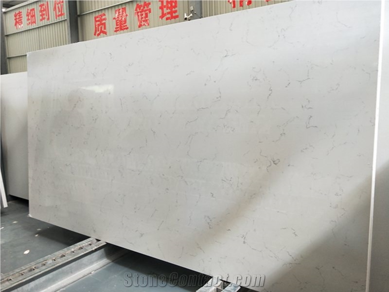 White Quartz Engineered Stone Slabs for Countertop