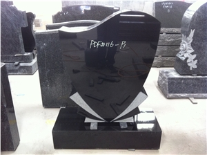 Absolute Black Granite Heart Headstone Monument