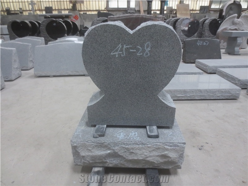 Black Granite Heart Grave Monument Headstone