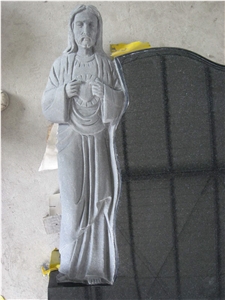 Black Granite Jesus Gravestone Headstone Monument