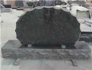 Blue Granite Monument Design Engraved Tombstone