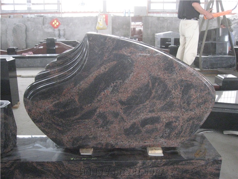 Brown Granite Upright Tombstone Headstone Monument