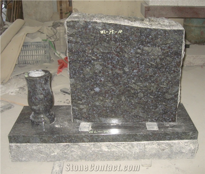 Ice Flower Blue Granite Gravestone Monument