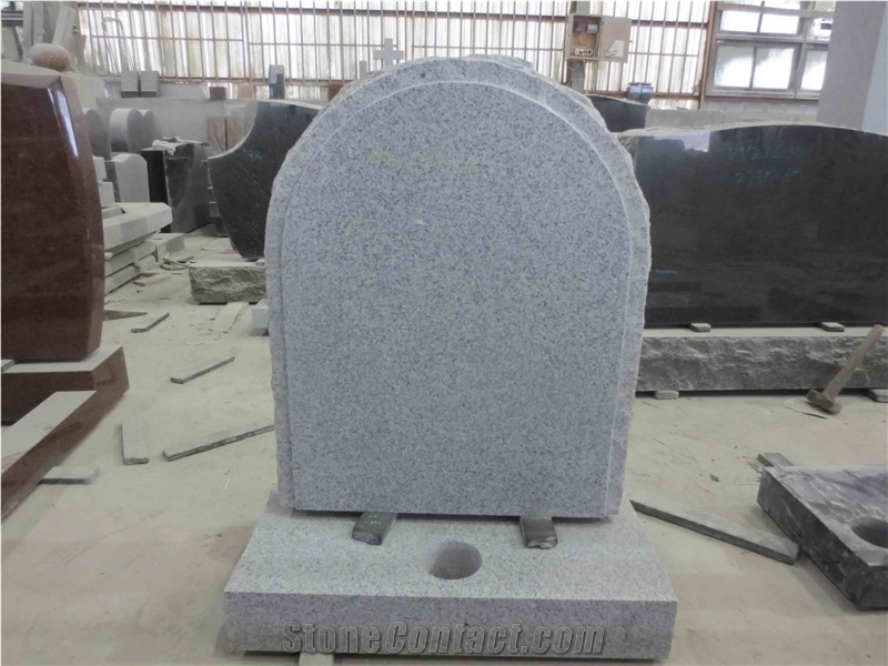 Light Grey Granite Tombstone Headstone Monument