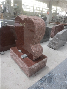 Red Granite Heart Headstones Tombstone Monument
