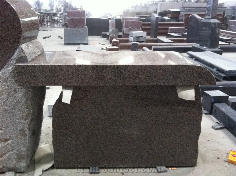 Red Granite Stool Monument Headstone
