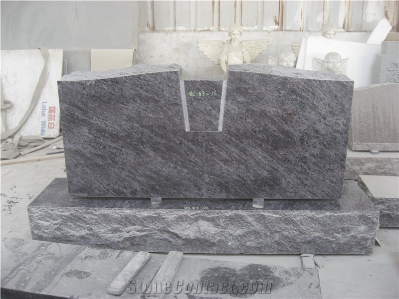 Unique Design Blue Granite Headstone Monument
