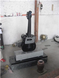 Unique Design Guitar Tombstone Headstone Monument