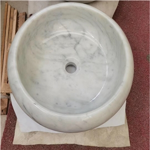 Natural Carrara White Marble Wash Basin Sink