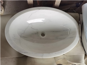 Oval Sink Basin White Marble Adorable Design