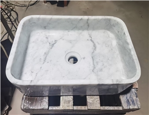 White Marble Small Size Basin Sink Customized Size