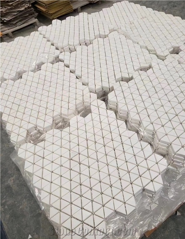 Triangle White Marble Mosaic Tiles