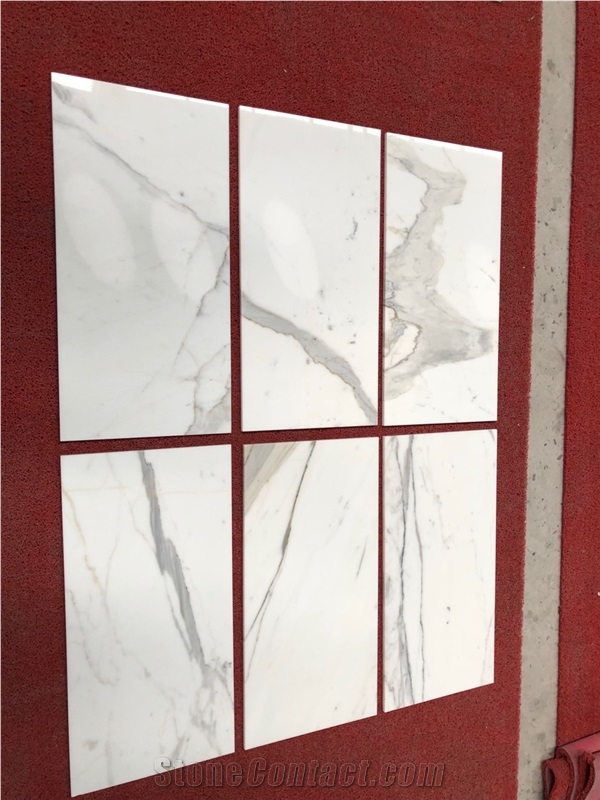 Bianco Calacatta Gold Marble Tiles In 12"X12"/ 24"X24"