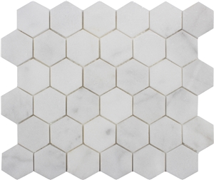 Kemalpasa White Marble Hexagon Mosaic