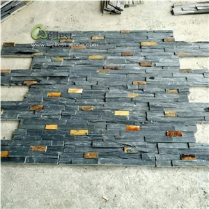 Attrative Black and Rusty Combo Slate Veneer Wall Panel