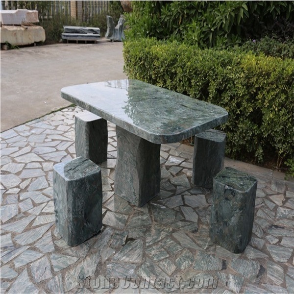 Outdoor Garden Round Green Stone Marble Tables