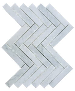 1,25"X6"Herringbone Carrara Extra Polished Mosaic