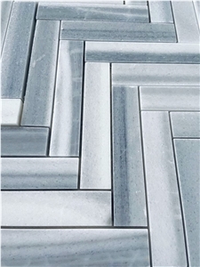 1,25"X6" Herringbone Equator Marble Polished Mosaic