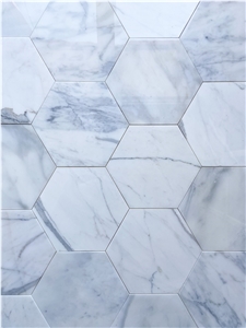 10" Hexagon Calacatta Oro Marble Polished Mosaic Tile