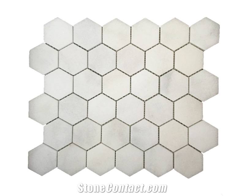 2" Hexagon Carrara Extra Polished Mosaic