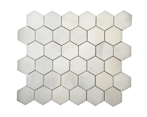2" Hexagon Carrara Extra Polished Mosaic