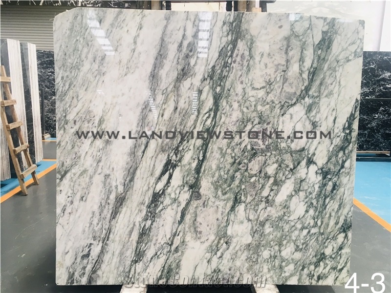 Green Calacatta Violet White Marble Slabs