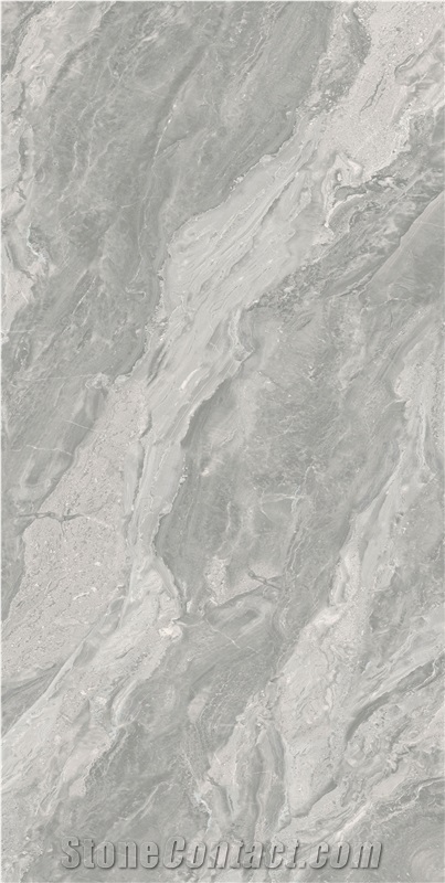 Glossy Olitalia Grey Marble Look Ceramic Slab- Olitalia Grey Ceramic Tiles