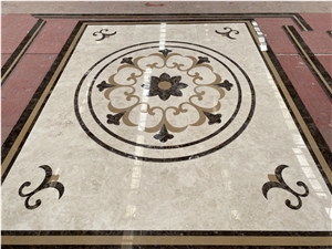 Marble Square Waterjet Pattern Flooring Use