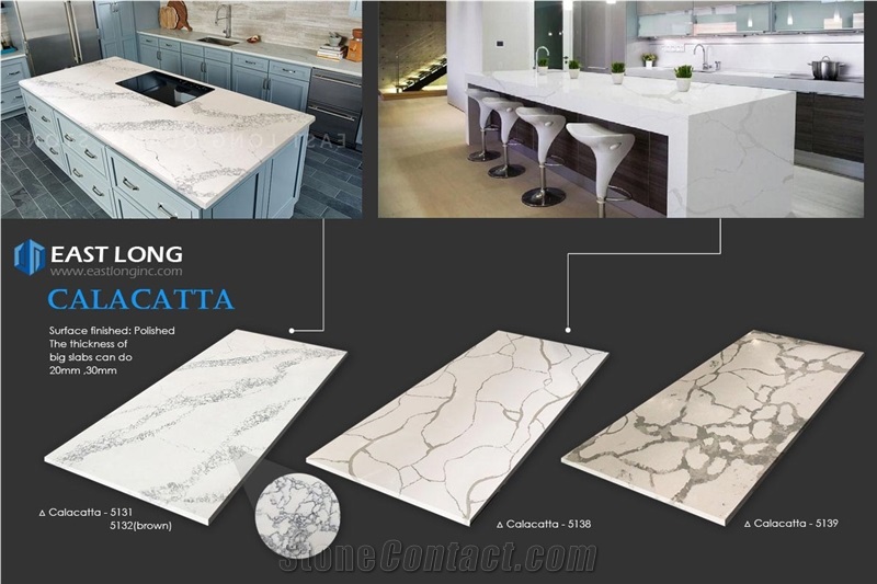 Calacatta Quartz Stone Slabs for Kithen Design